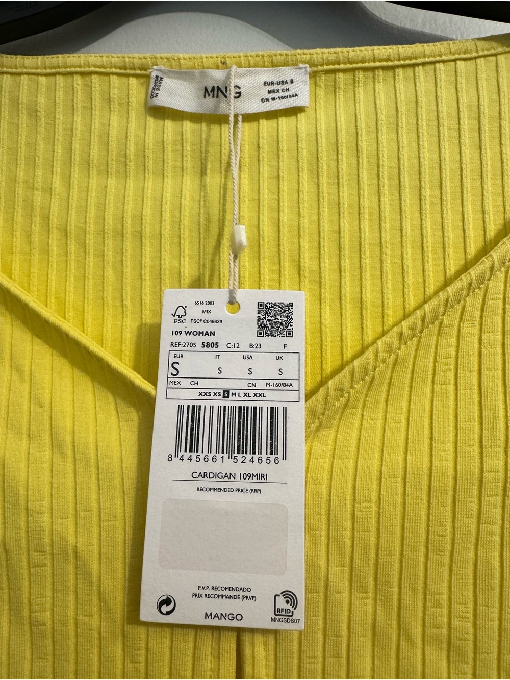 Mango Yellow Ribbed Long-Sleeve Button Front Top - Picture 5 of 6